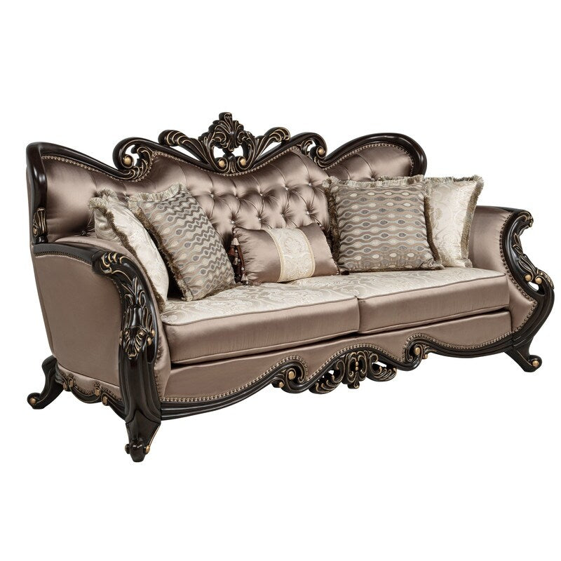 Divano tradizionale Truvare Sandy Desert Espresso di Best Master Furniture con dettagli dorati