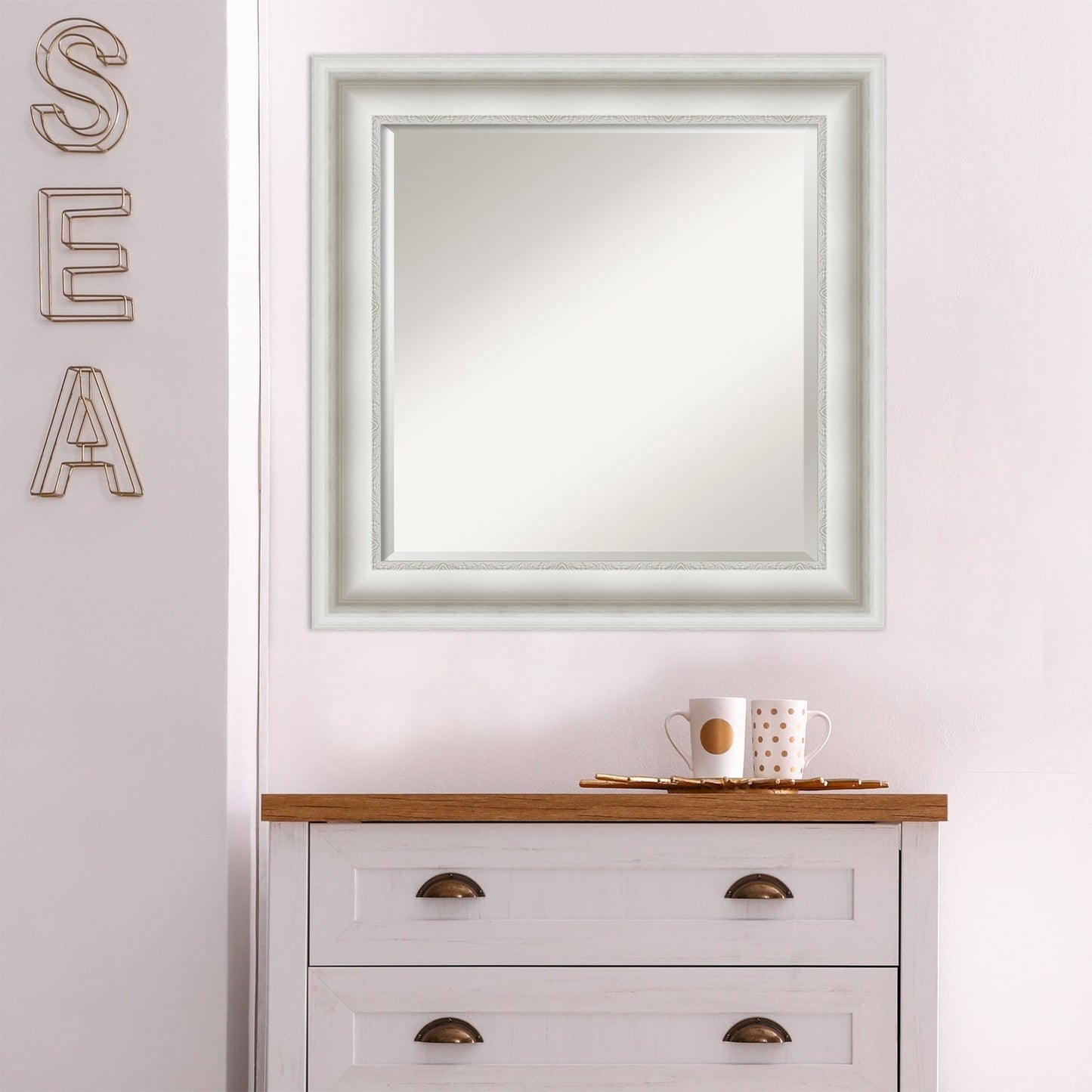 Specchio da parete per bagno bisellato - Cornice bianca Parlor