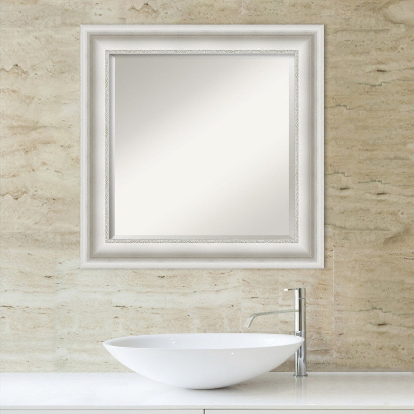 Specchio da parete per bagno bisellato - Cornice bianca Parlor