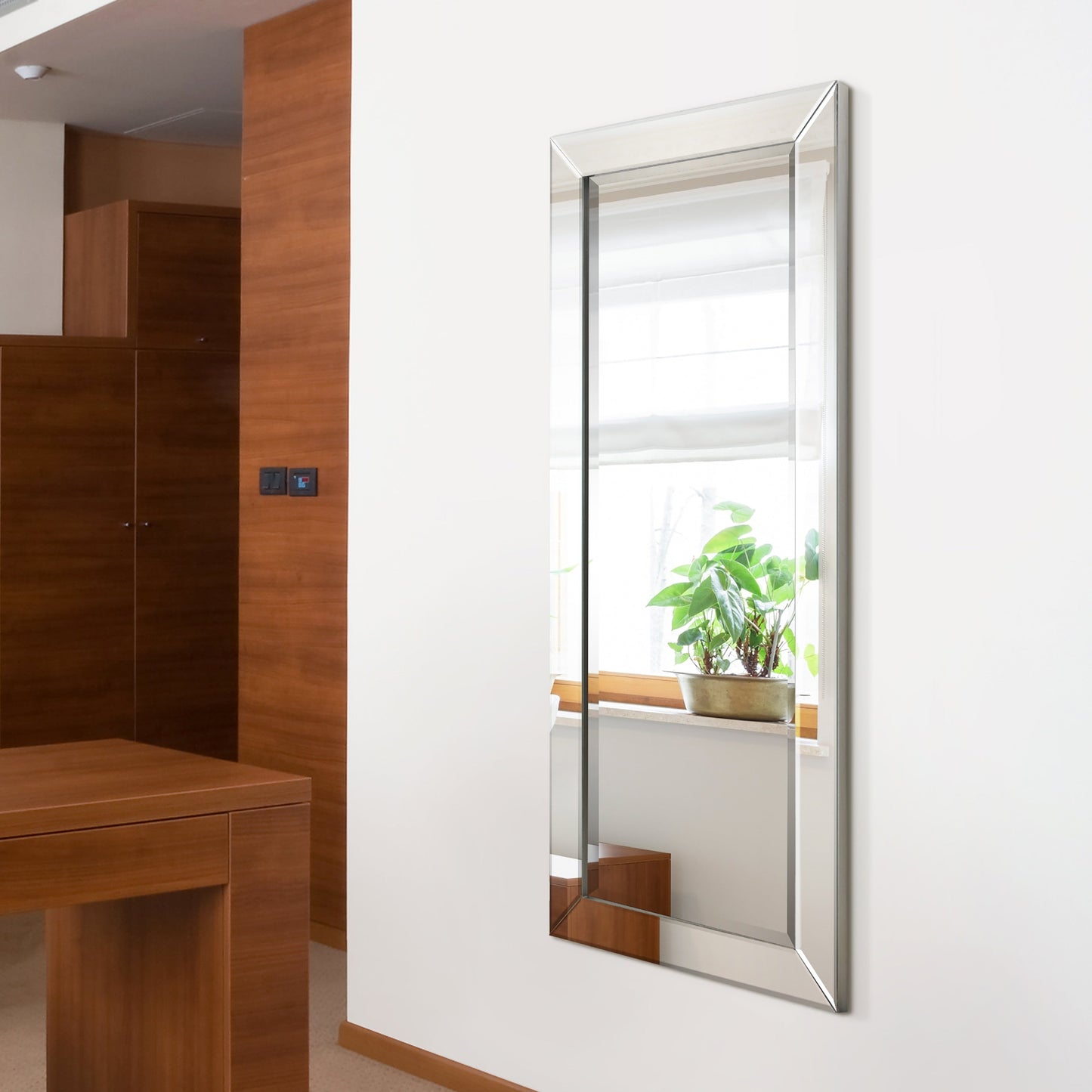 Specchio da parete rettangolare smussato trasparente HD per bagno, toeletta, specchi da camera da letto, 3 misure