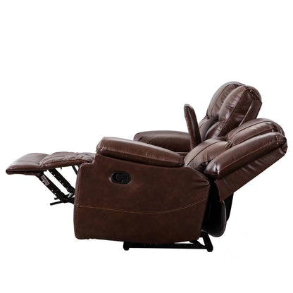 Set di divani reclinabili manuali in vera pelle in stile moderno di metà secolo