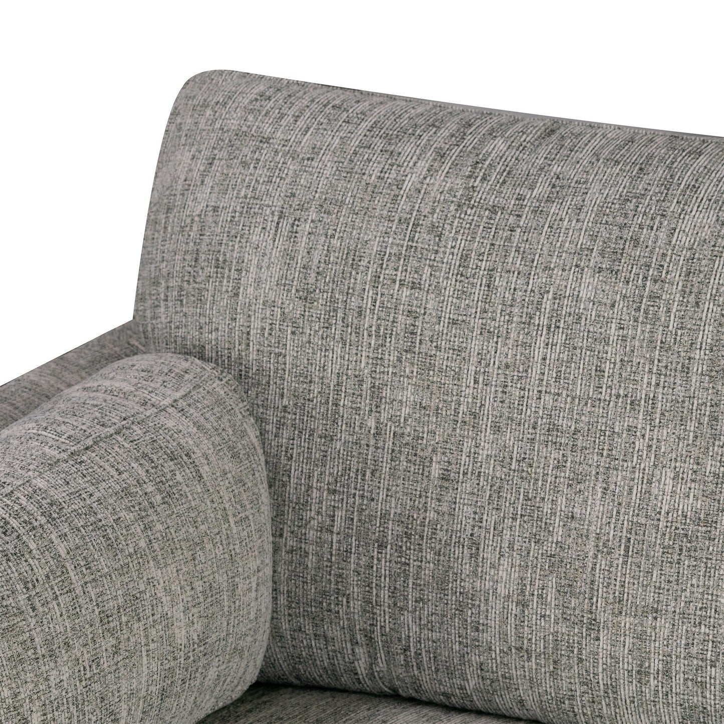 Divano Birre in tessuto tweed ciniglia nero e avorio con gambe in noce