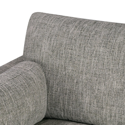 Divano Birre in tessuto tweed ciniglia nero e avorio con gambe in noce