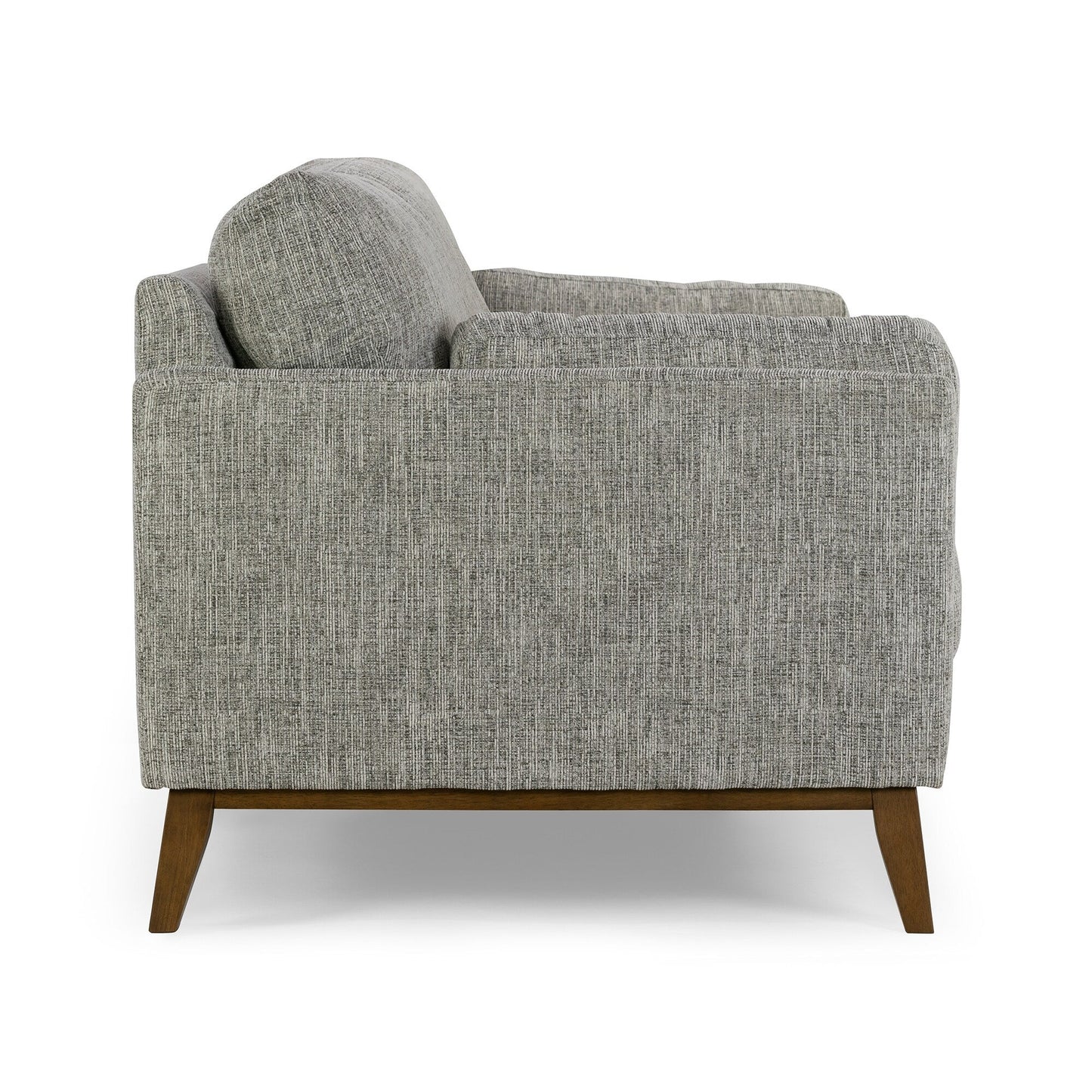 Divano Birre in tessuto tweed ciniglia nero e avorio con gambe in noce