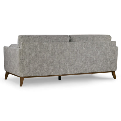 Divano Birre in tessuto tweed ciniglia nero e avorio con gambe in noce