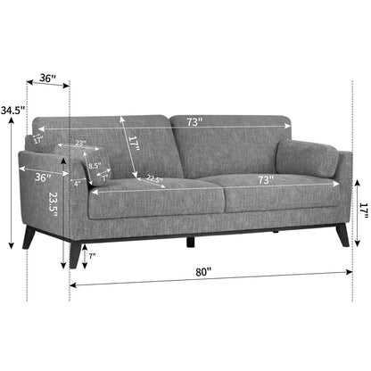 Divano Birre in tessuto tweed ciniglia nero e avorio con gambe in noce