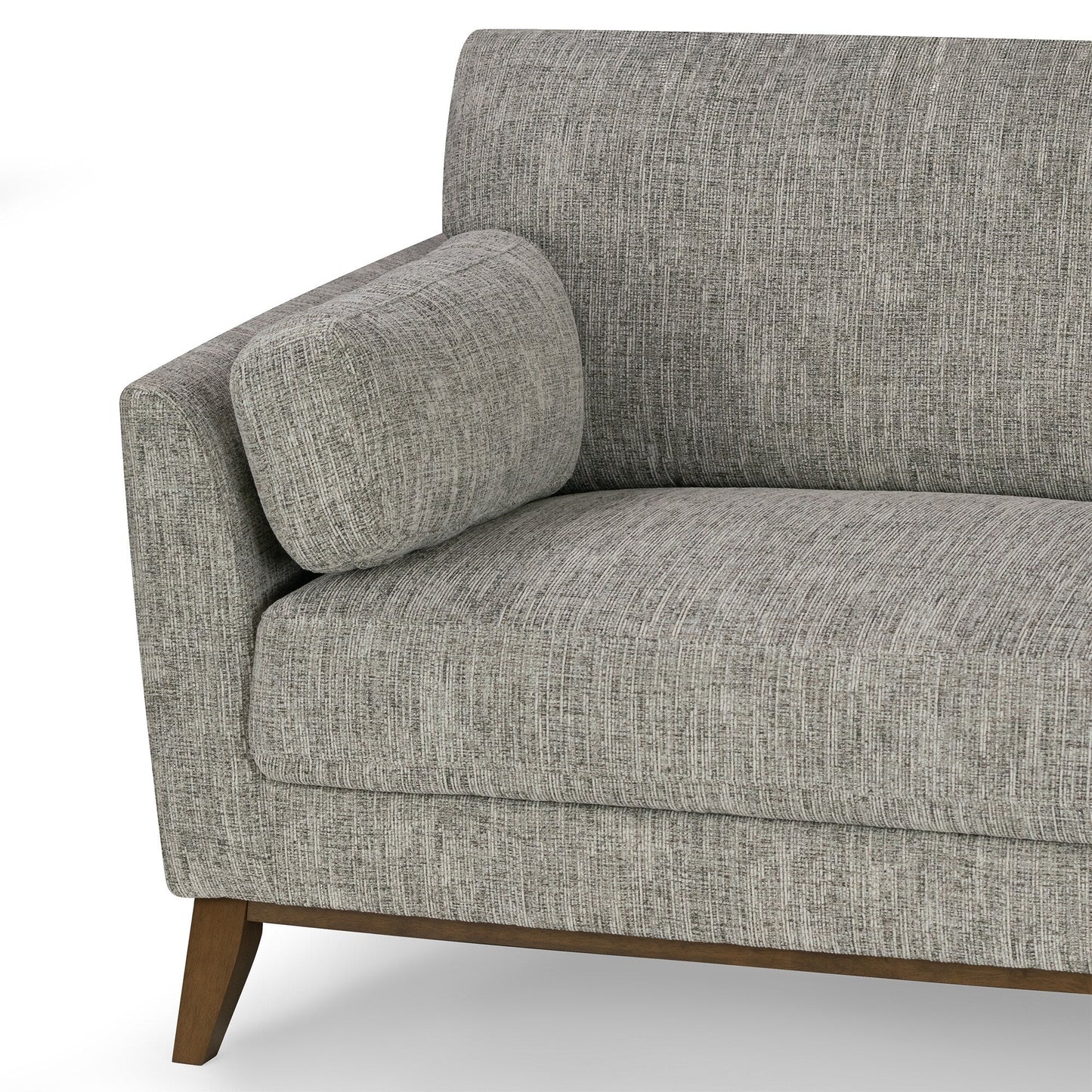 Divano Birre in tessuto tweed ciniglia nero e avorio con gambe in noce