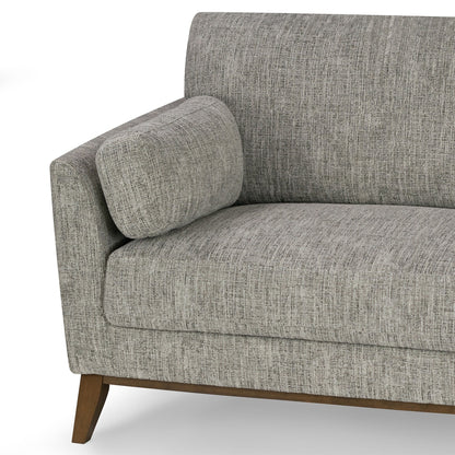 Divano Birre in tessuto tweed ciniglia nero e avorio con gambe in noce