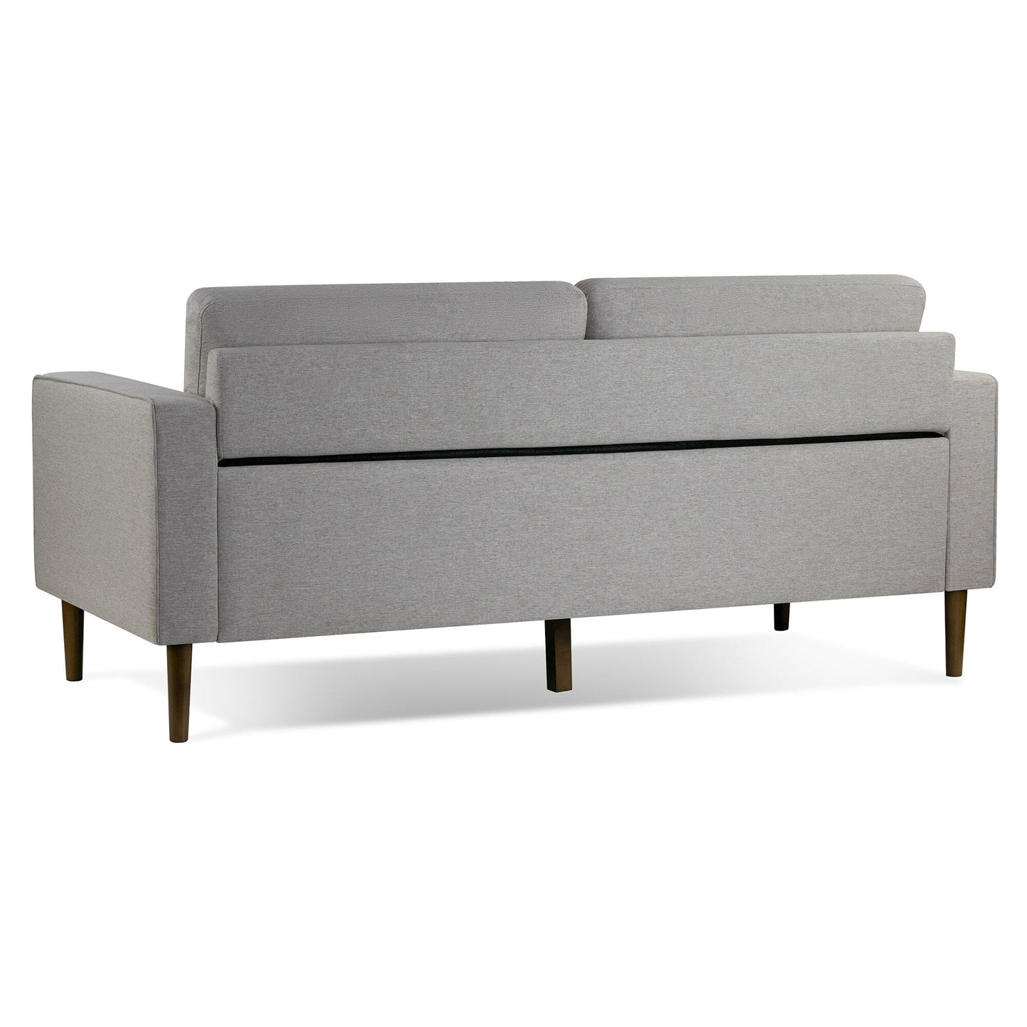 Divano in tessuto trapuntato Bisera beige con gambe in legno di noce