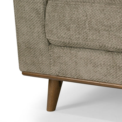 Divano in tessuto a spina di pesce Bishop Brown con gambe in legno di noce