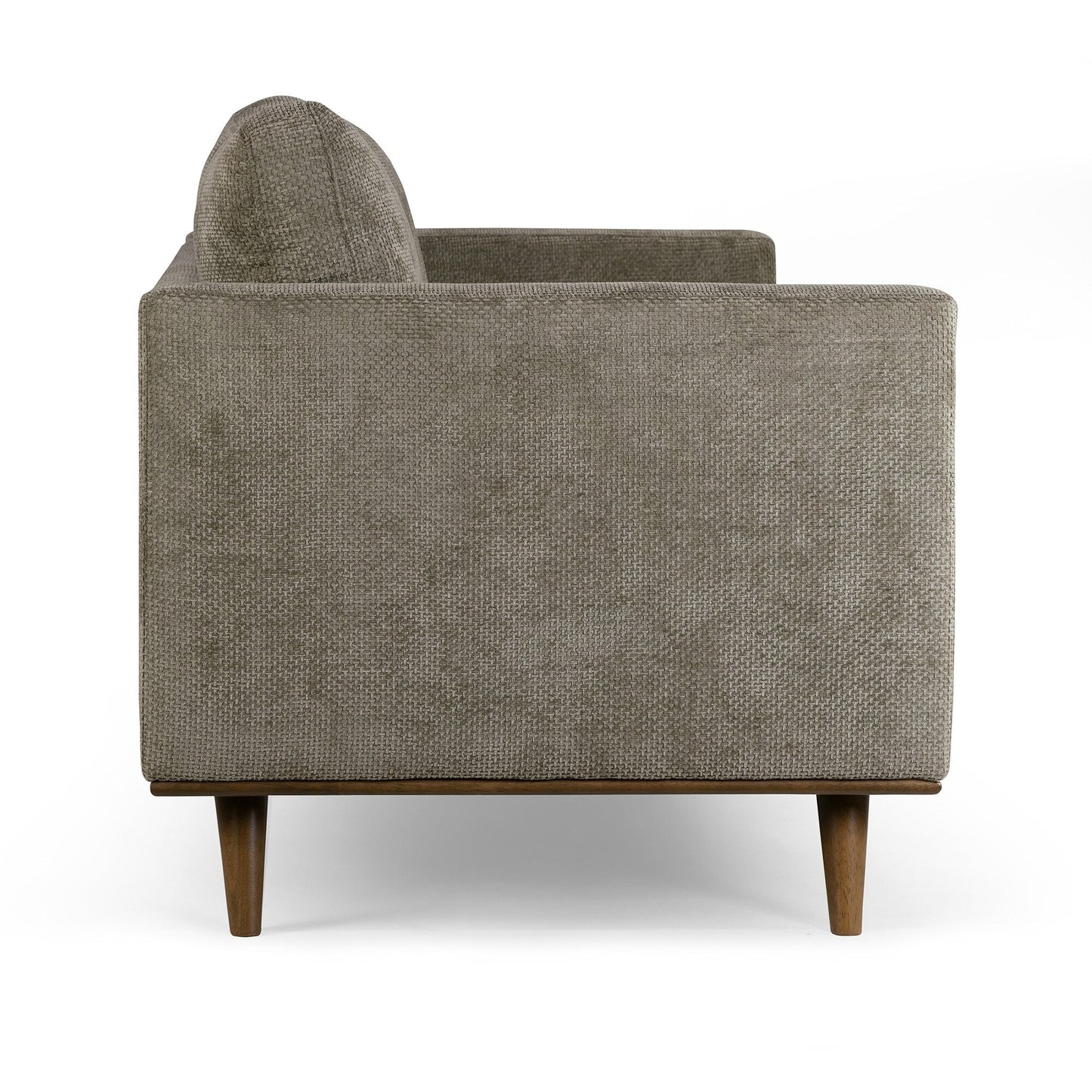 Divano in tessuto a spina di pesce Bishop Brown con gambe in legno di noce