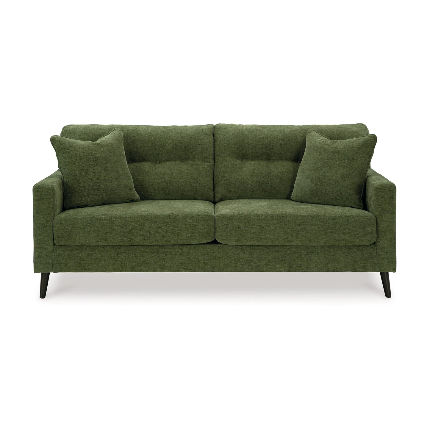 Divano Bixy, 2 cuscini decorativi, 79 pollici in poliestere trapuntato verde