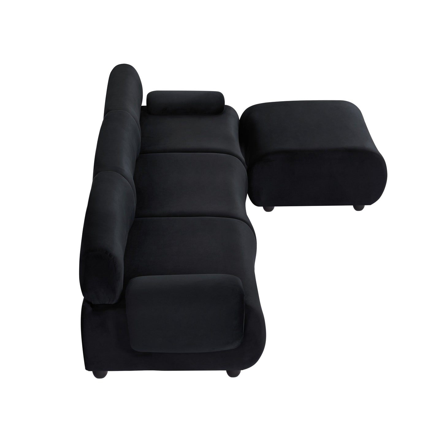 Divano componibile grande a 3 posti Black 105 con pouf mobile e sedute con cuscini profondi