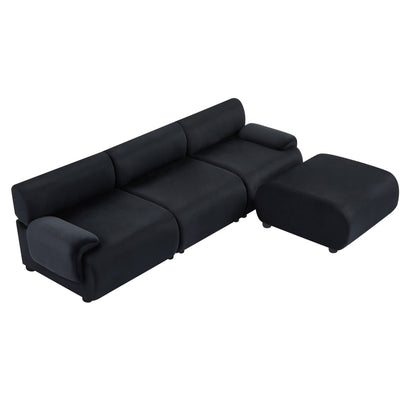Divano componibile grande a 3 posti Black 105 con pouf mobile e sedute con cuscini profondi
