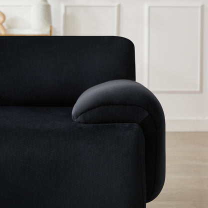 Divano trasformabile a L nero da 105'' con pouf mobile