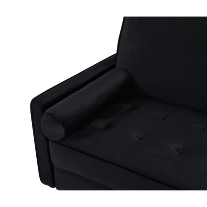 Divano nero a 3 posti con cuscino in cotone