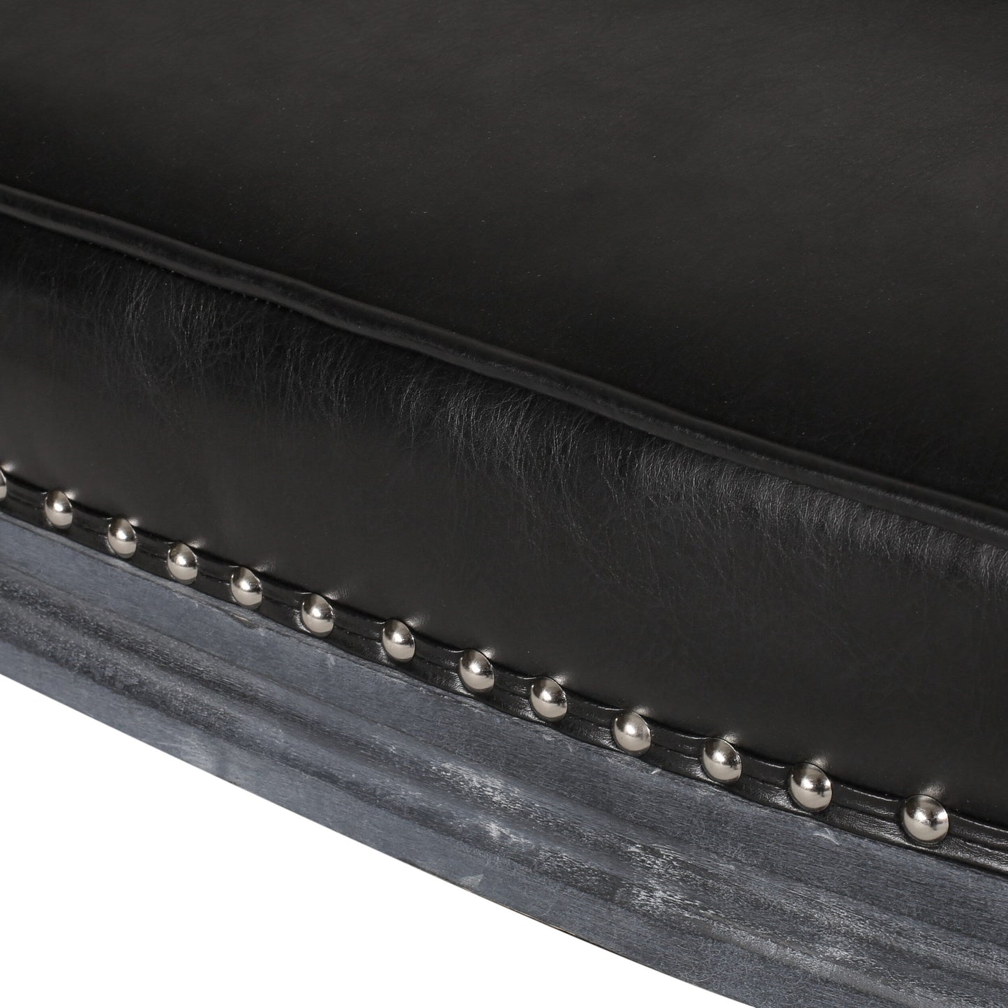 Divano a due posti in similpelle nera da 49,5 pollici con gambe tornite e borchie per soggiorno