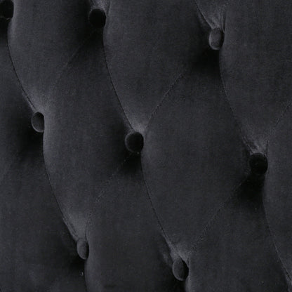 Divano a due posti con schienale alto, capitonné, in velluto nero da 50,25 pollici, con gambe in legno, per soggiorno