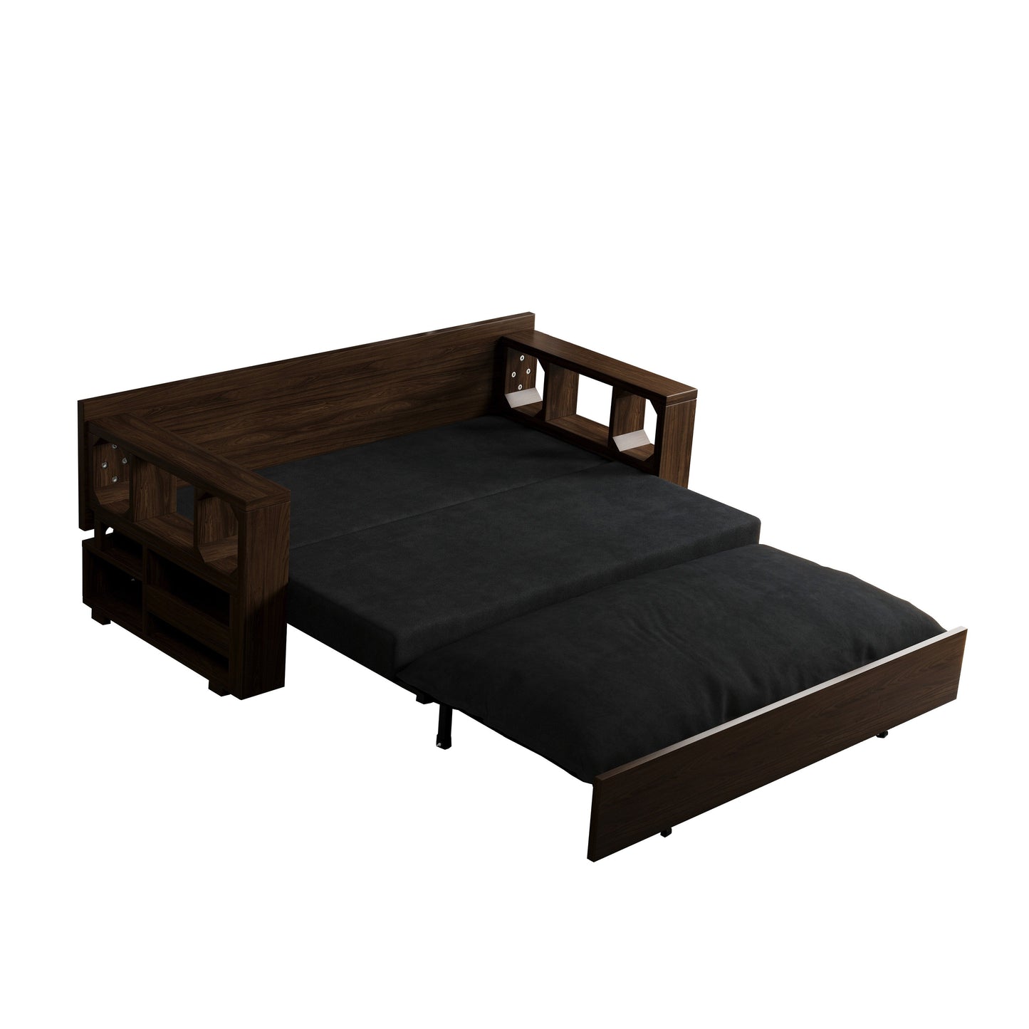 Divano letto trasformabile 3 in 1 nero da 52,4 pollici con sistema idraulico, contenitore e 2 cuscini morbidi per soggiorno