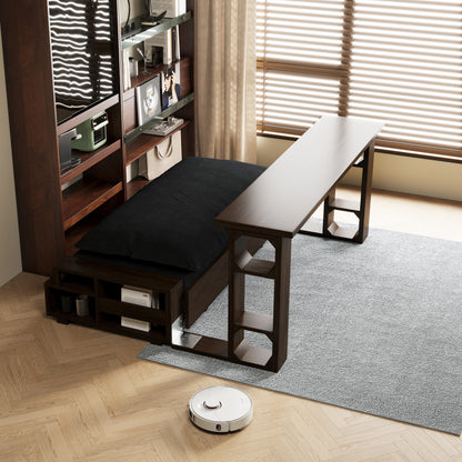 Divano letto trasformabile 3 in 1 nero da 52,4 pollici con sistema idraulico, contenitore e 2 cuscini morbidi per soggiorno