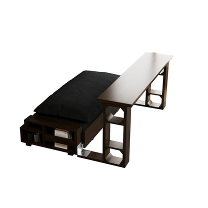 Divano letto trasformabile 3 in 1 nero da 52,4 pollici con sistema idraulico, contenitore e 2 cuscini morbidi per soggiorno