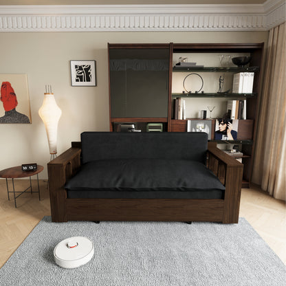 Divano letto trasformabile 3 in 1 nero da 52,4 pollici con sistema idraulico, contenitore e 2 cuscini morbidi per soggiorno