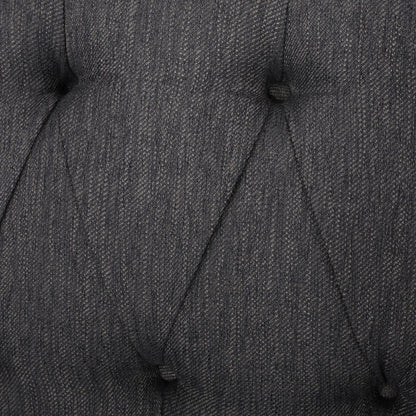 Divano a 3 posti in tessuto nero da 74'' con design a borchie e gambe in legno massello