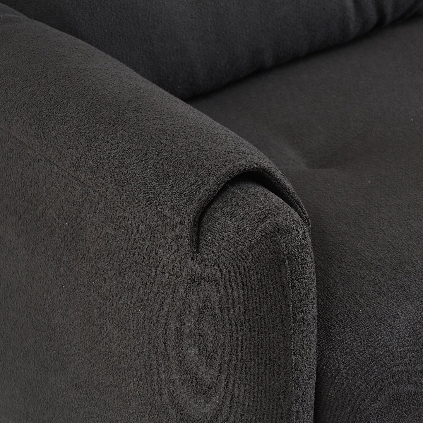 Divano contenitore a 3 posti imbottito in tessuto Teddy nero da 79,50 pollici con seduta nascosta per soggiorno