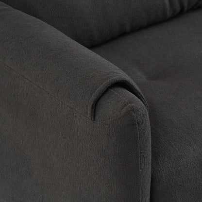 Divano contenitore a 3 posti imbottito in tessuto Teddy nero da 79,50 pollici con seduta nascosta per soggiorno