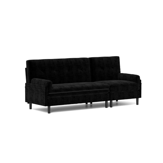 Divano a 3 posti in velluto a coste regolabile multifunzionale nero 80.7, divano a L convertibile e letto per gli ospiti