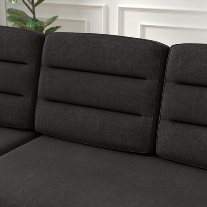 Divano letto convertibile nero da 83,5'' a 3 posti con letto estraibile, luci a LED, porte USB e chaise longue contenitore