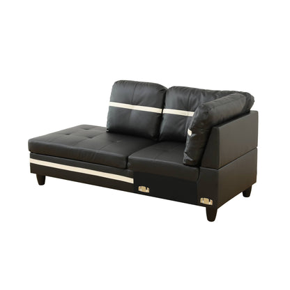 Divano per soggiorno in pelle sintetica semi-PU bianco e nero, 3 pezzi