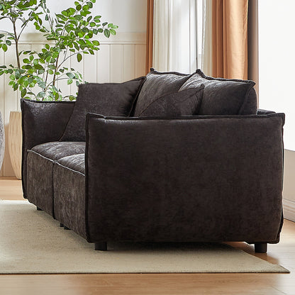 Divano a 3 posti in ciniglia nera con cuscini extra