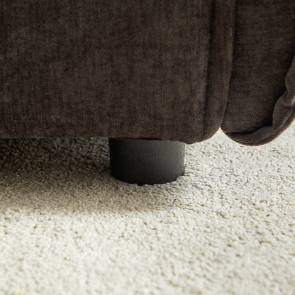 Divano a 3 posti in ciniglia nera con cuscini extra