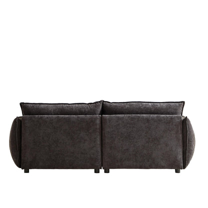 Divano a 3 posti in ciniglia nera con cuscini extra