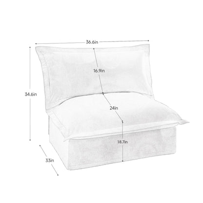 Divano senza braccioli in ciniglia nera, 1 posto, moderno, fodera rimovibile, struttura in legno robusto, altezza 34,64 pollici