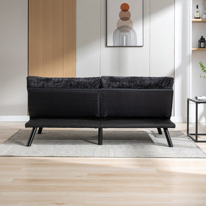 Divano letto futon convertibile in ciniglia nera