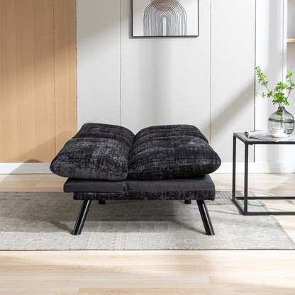 Divano letto futon convertibile in ciniglia nera