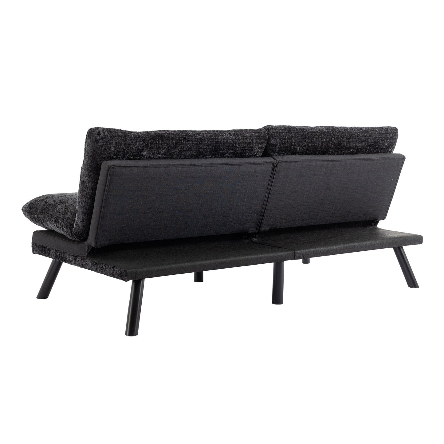 Divano letto futon convertibile in ciniglia nera