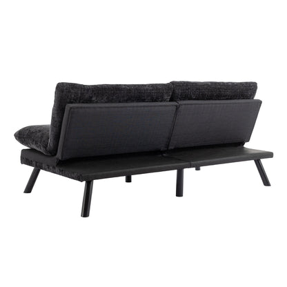 Divano letto futon convertibile in ciniglia nera
