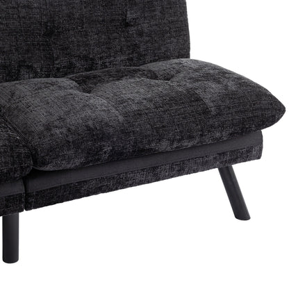 Divano letto futon convertibile in ciniglia nera