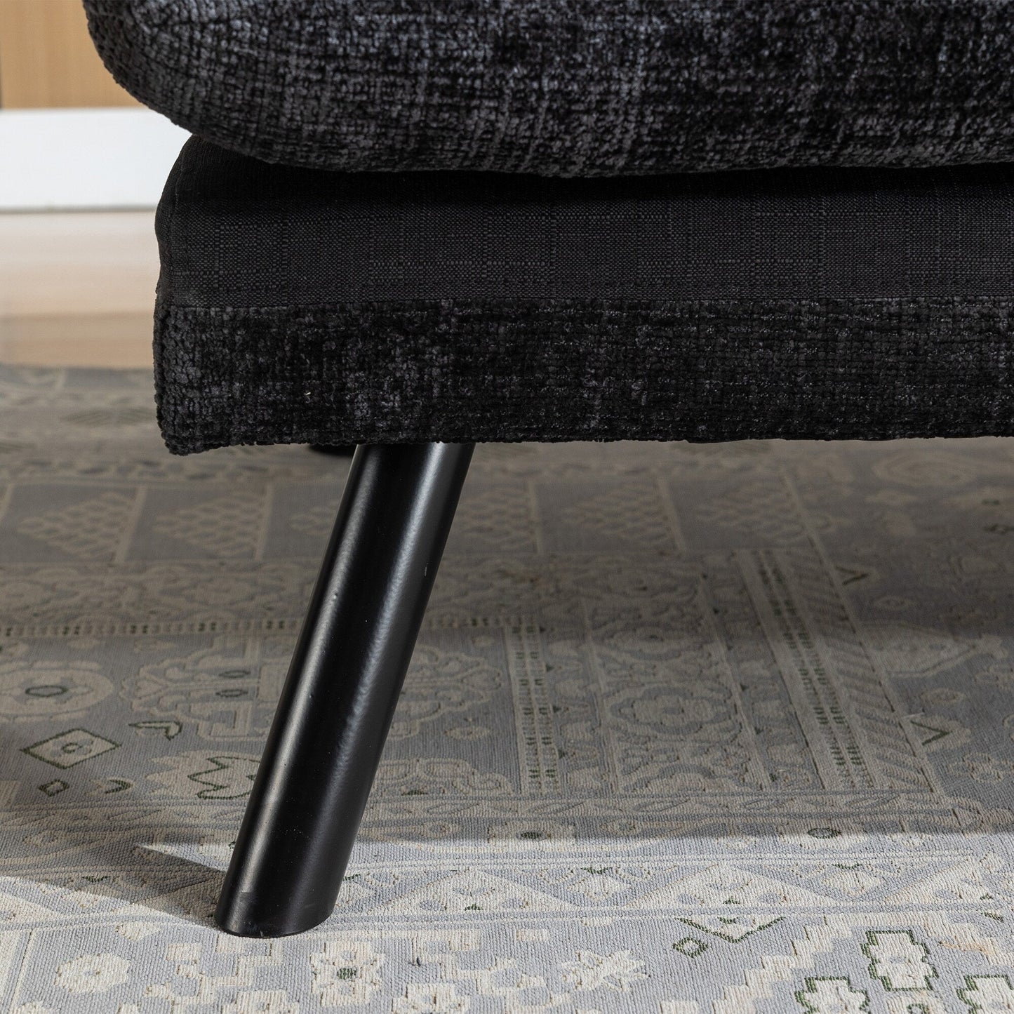 Divano letto futon convertibile in ciniglia nera