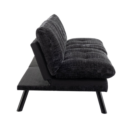 Divano letto futon convertibile in ciniglia nera