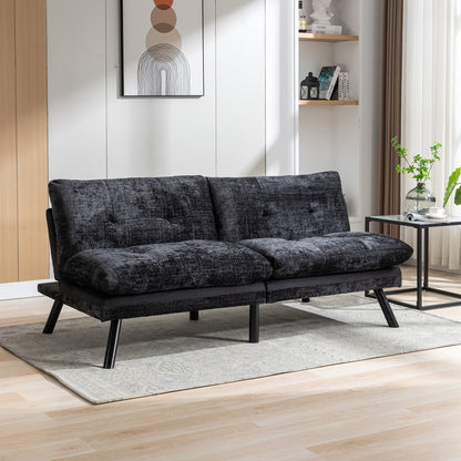Divano letto futon convertibile in ciniglia nera