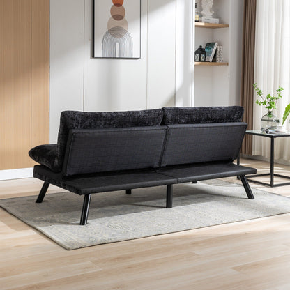 Divano letto futon convertibile in ciniglia nera