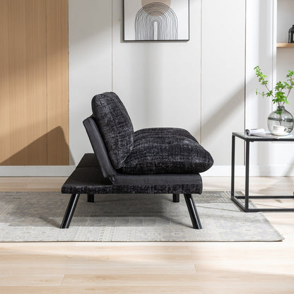 Divano letto futon convertibile in ciniglia nera