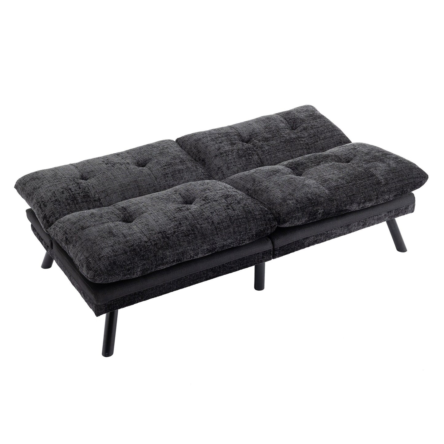 Divano letto futon convertibile in ciniglia nera