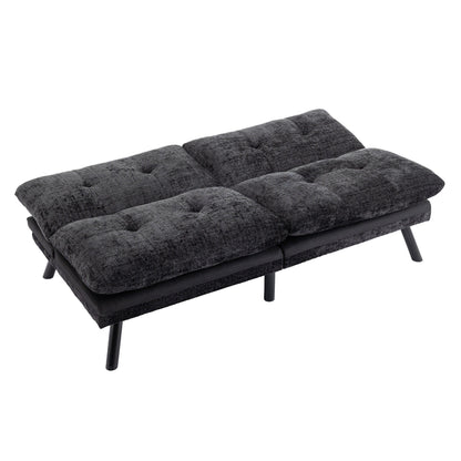 Divano letto futon convertibile in ciniglia nera