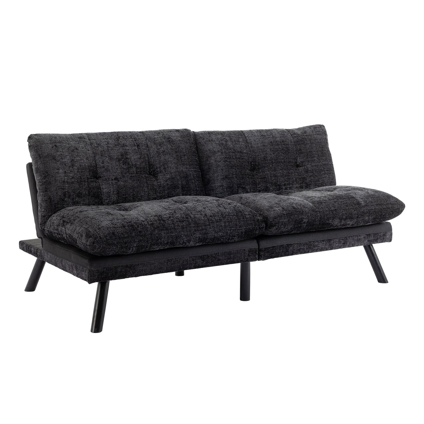 Divano letto futon convertibile in ciniglia nera
