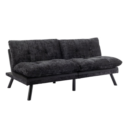 Divano letto futon convertibile in ciniglia nera
